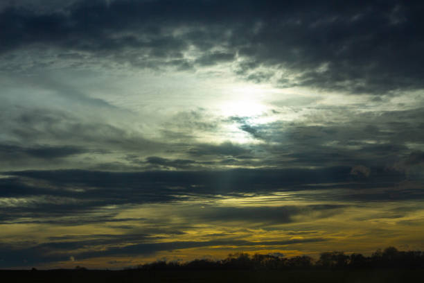 Horizon sunset in slouds sky evening, nature