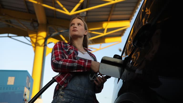 Brunette at the gas station