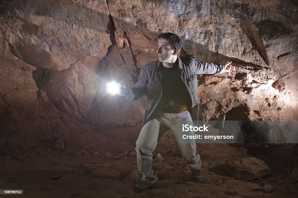 Major Höhlenforschung - Lizenzfrei Taschenlampe Stock-Foto