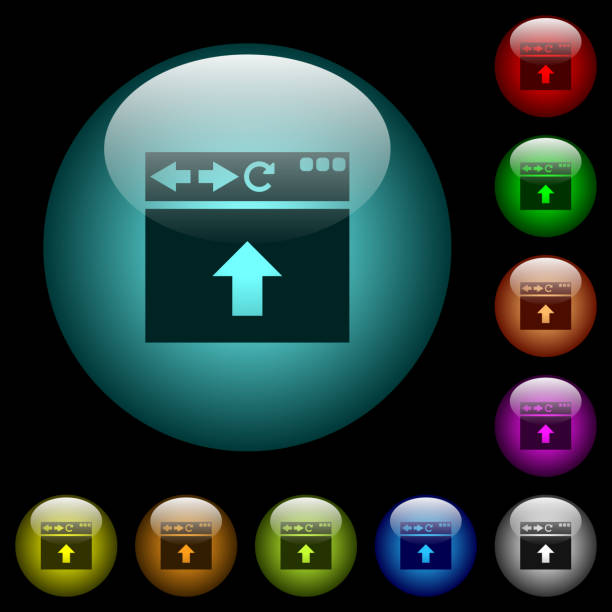 カラー照明付きガラス ボタン アイコンをブラウザーのスクロール - browser internet web page window点のイラスト素材／クリップアート素材／マンガ素材／アイコン素材