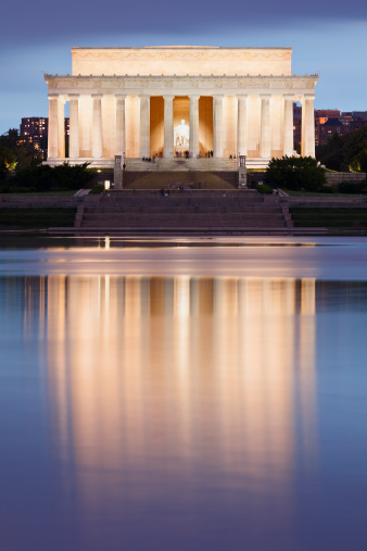 WASHINGTON DC, USA - JUNE 10, 2016: view of the architecture of Washington DC in the United States showcasing at the Lincoln Memorial.