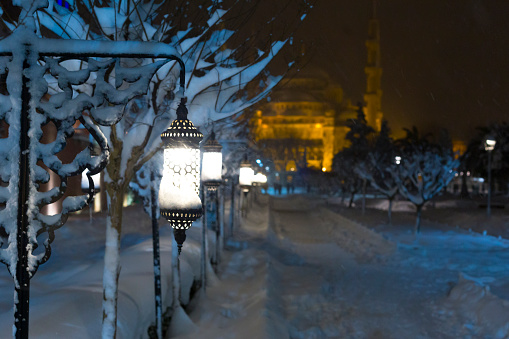 Istanbul sultanahmet, snow and istanbul view