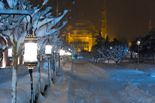Istanbul sultanahmet, snow and istanbul view