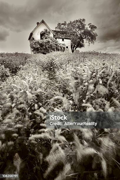 Foto de Assustador Abandonado Casa Na Hill Preto E Branco e mais fotos de stock de Abandonado