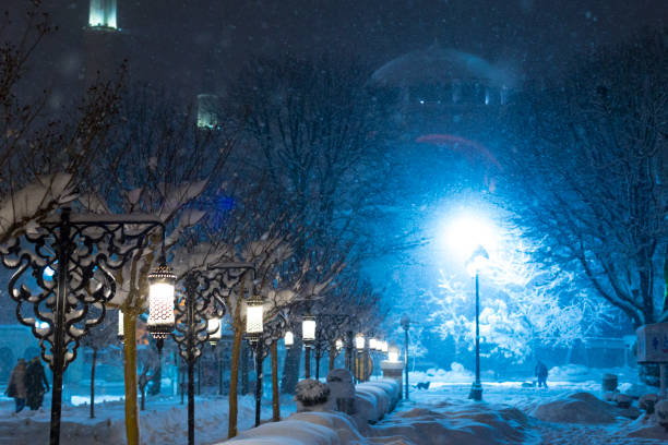 Istanbul sultanahmet, snow and istanbul view