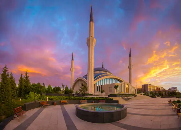 Sunset Ahmet Hamdi Akseki Mosque Ankara Turkey