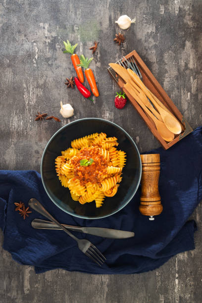 istock Radiatori pasta Bolognese on the table 1082007010
