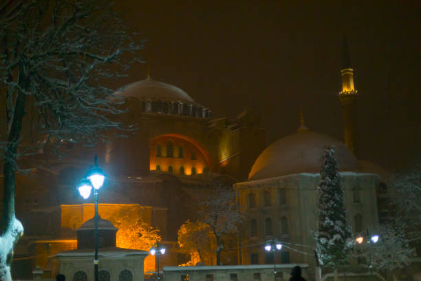Istanbul sultanahmet, snow and istanbul view