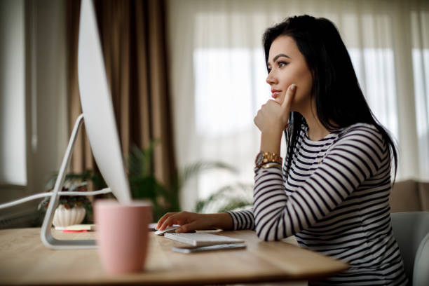 Young woman working from home