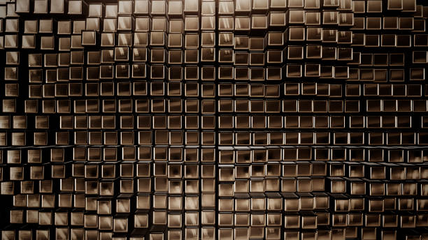 istock 3D render Background from the golden squares 1082012522