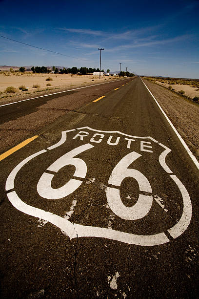 Famous Route 66 going through Death Valley National Park in California
