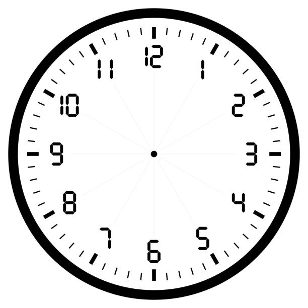 illustrations, cliparts, dessins animés et icônes de horloge de blanc noir isolé sur blanc pour le web et de conception, illustration vectorielle - hour hand