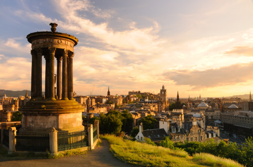 Edinburgh skyline at sunset from Calton Hill