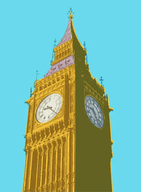 Vector illustration of Big Ben and Houses of Parliament