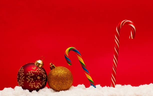 istock Caramel sweets and Christmas balls 1082028256