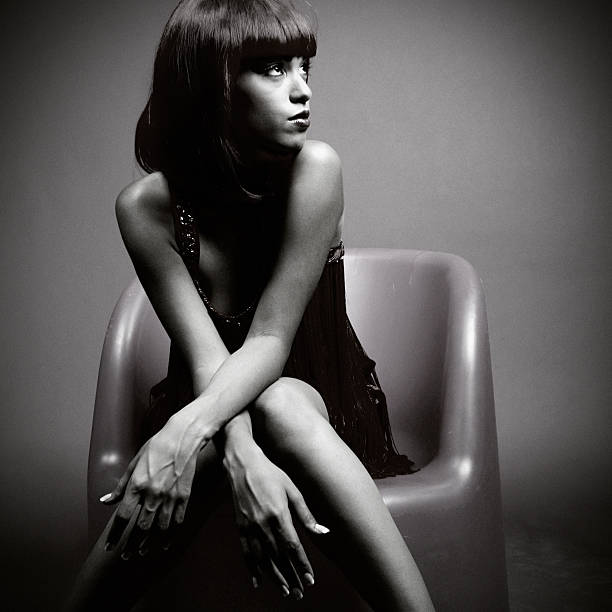 Glamorous Young Woman Posing, Black and White