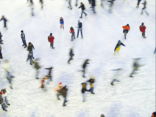Aerial View of Ice Skating stock photo