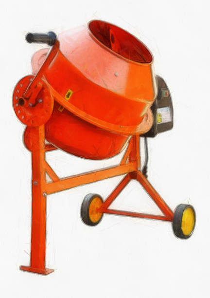 Watercolor drawing concrete mixer