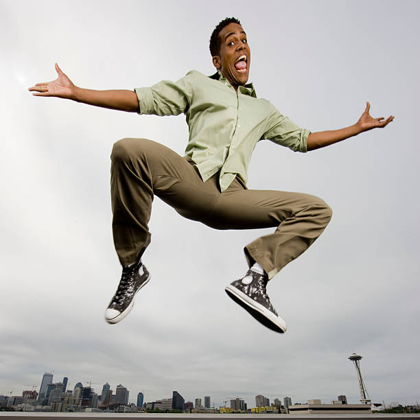 istock Happy Man Jumping in Air 108203142