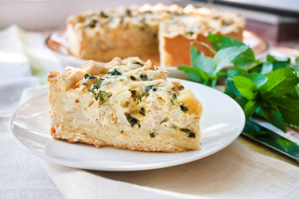 istock Cheese tart with cauliflower and mint 1082031550