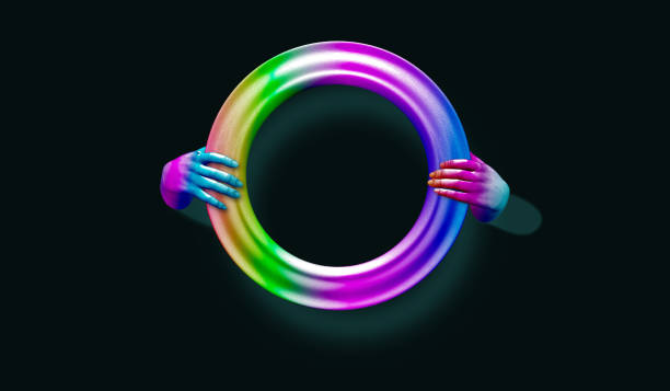 istock 3d vector illustration of a neon hand blank frame isolated on black, abstract fashion background, shop display, mannequin body part, show, presentation 1082033960