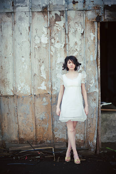 woman in an industrial area