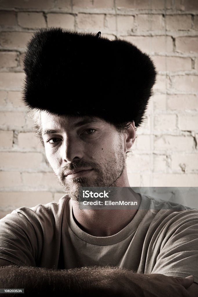 Homem com chapéu Peludo - Royalty-free Chapéu de Pêlo de Animal Foto de stock