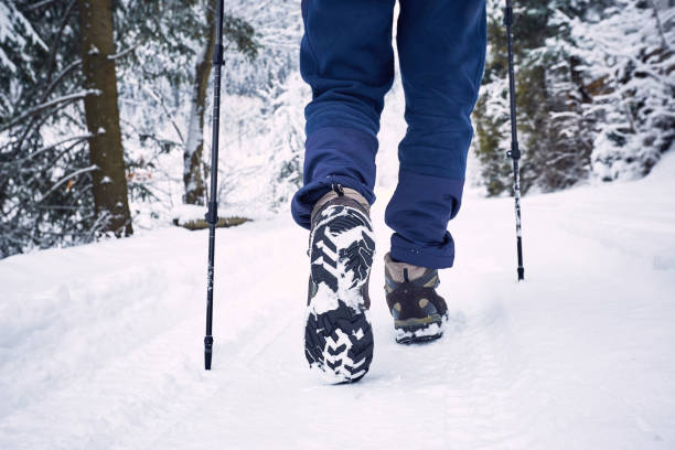 istock Trekking in winter with a backpack along the river in the canyon. 1082035800