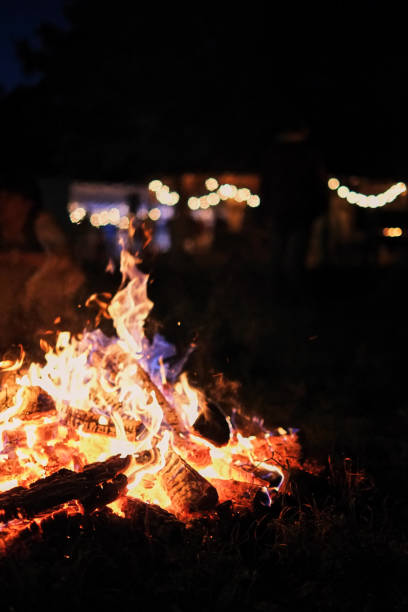 istock fire in nature . bokeh from the fire . blurred backgrounds . black views. 1082038458