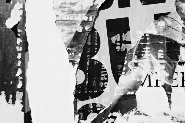istock Blank white black old ripped torn paper crumpled creased posters grunge textures backdrop backgrounds placard 1082038986