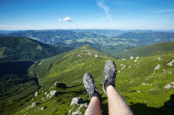 istock Traveler resting on a mountain plateau 1082039168