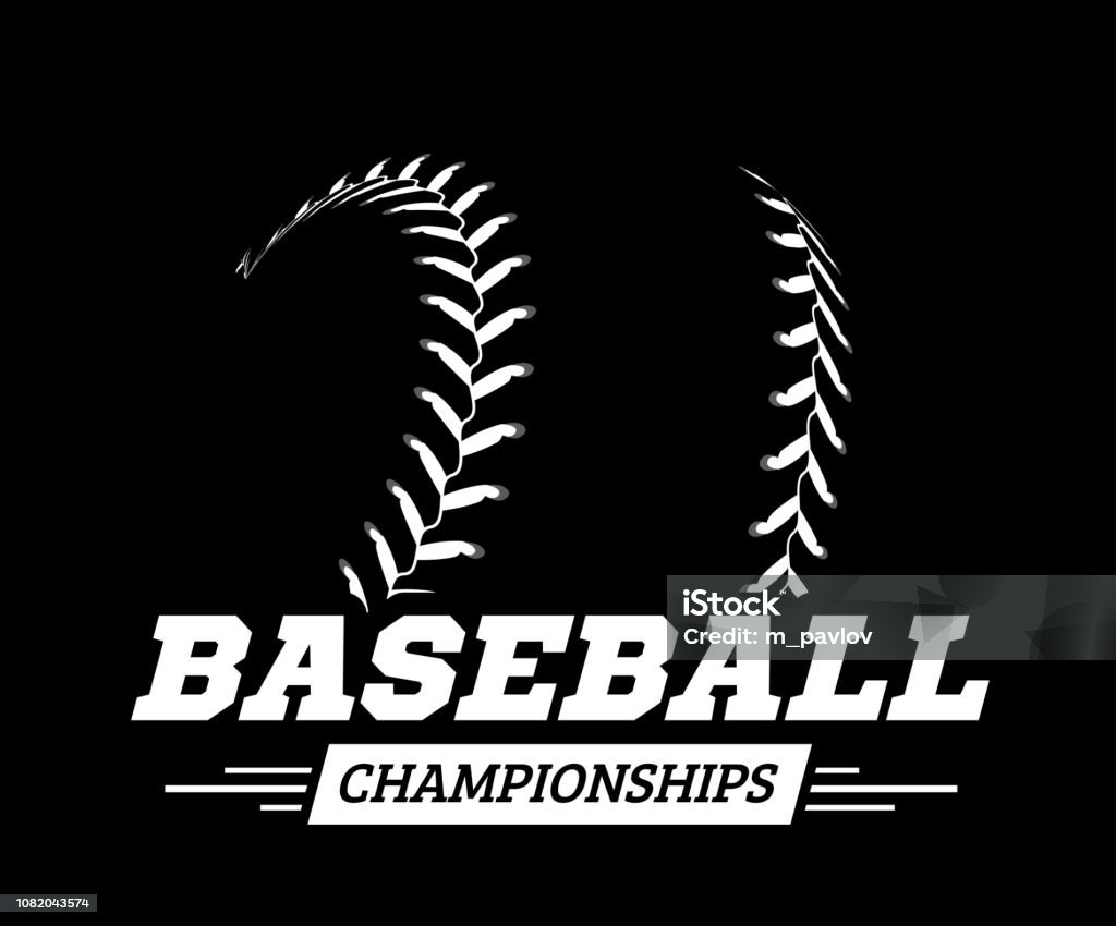 Baseball ball on black background. Vector illustration Baseball ball on black background Vector close-up illustration Baseball - Ball stock vector