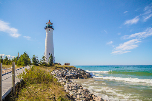 The Crisp Point Lighthouse on the shores of Lake Superior. Ownership was transferred from the state of Michigan to the Luce County government and now operates as a county park. This is not a privately owned residence or property.