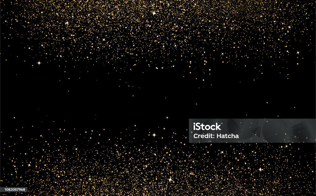 Points d’étoiles d’or dispersent confettis de texture dans la galaxie et l’espace abstrait vector illustration - clipart vectoriel de Or - Métal libre de droits