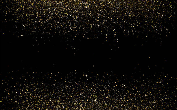bintang emas titik-titik menyebarkan tekstur confetti di galaksi dan ruang ilustrasi vektor latar belakang abstrak - berwarna emas ilustrasi stok
