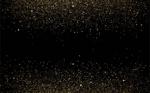 illustrazioni stock, clip art, cartoni animati e icone di tendenza di le stelle d'oro punteggiano coriandoli texture in galassia e spazio astratto sfondo illustrazione vettoriale - dorato colore descrittivo