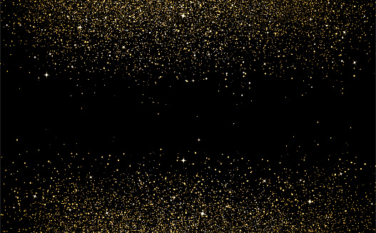 Gold stars dots scatter texture confetti in galaxy and space abstract background vector illustration