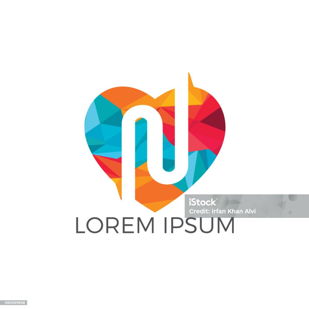 Letter N Heart Logo Design Stock Illustration - Download Image Now ...