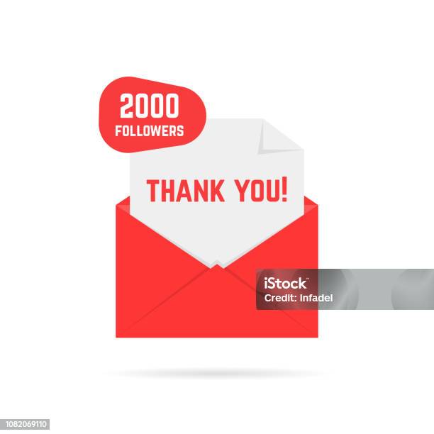 2000 Followers Thank You Card Stock Illustration - Download Image Now - 2000, Abstract, Advice