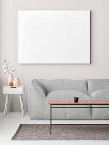 istock Mock up poster on wall, Living room hipster background 1082074664