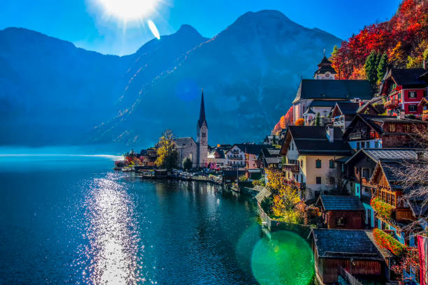 istock Poscard view on Hallstatt church 1082075668