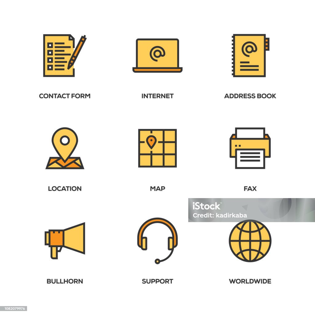 Contact Us Line Icon Set Address Book stock vector