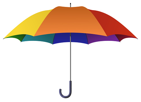 Colorful umbrella vector illustration isolated on white background.
