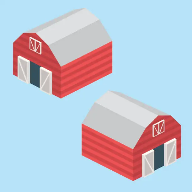 Vector illustration of Isometric Modular Barns