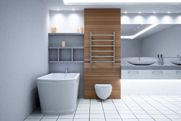 istock Contemporary wooden bathroom interior 1082095602