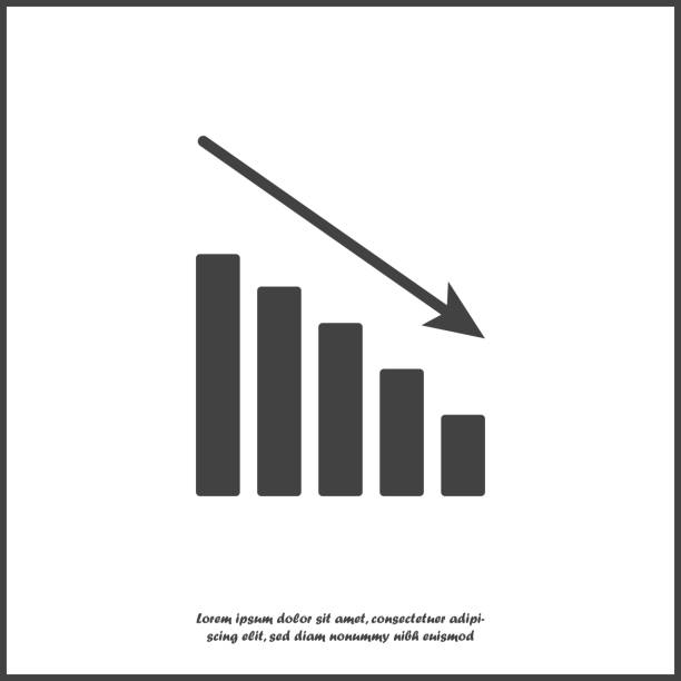 bild vektordiagramm des niedergangs, rezession. symbol der finanzkrise. umsatzrückgang auf weißem hintergrund isoliert. schichten zur einfachen bearbeitung abbildung zusammengefasst. für ihr design. - moving down illustrations stock-grafiken, -clipart, -cartoons und -symbole