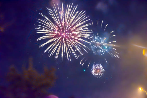 istock blue bright blurred fireworks effect abstract colorful background holiday 1082096722