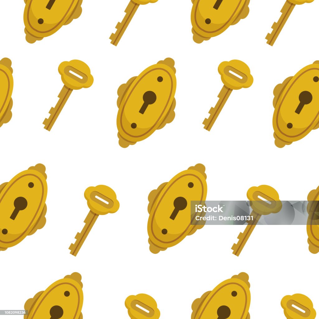 Key Lock Pin Pattern Seamless Pattern With Key Vector Gold Locks And Keys Background Stock ...