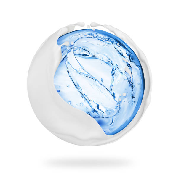 istock Water and cream splashes in spherical shape, isolated on white background 1082103822