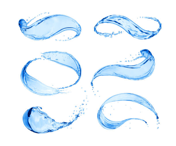 istock Set of wavy water splashes isolated on a white background 1082103828